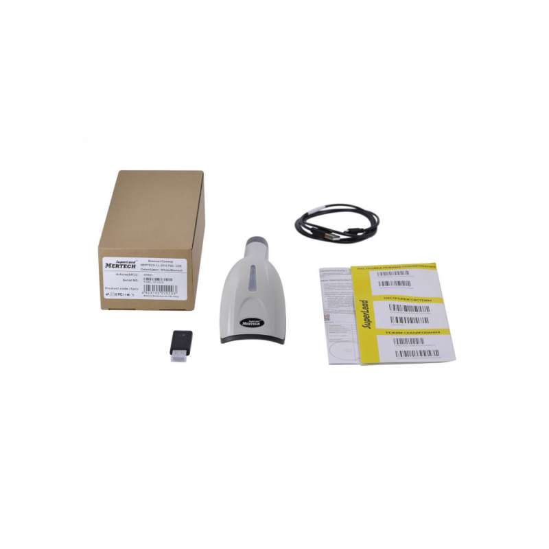 Беспроводной сканер штрих-кода MERTECH CL-2310 BLE Dongle P2D USB White с подставкой Cradle